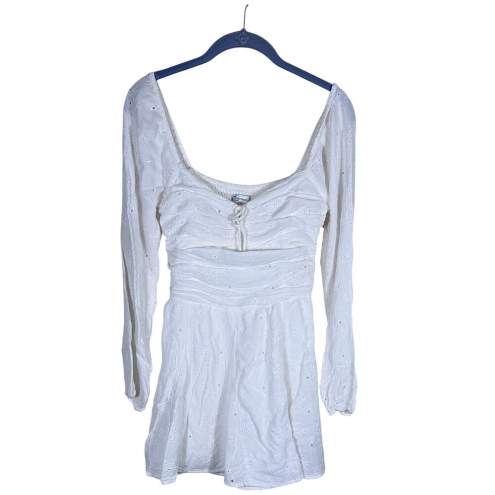 Hollister White Eyelet Long Sleeve Romper Size Small